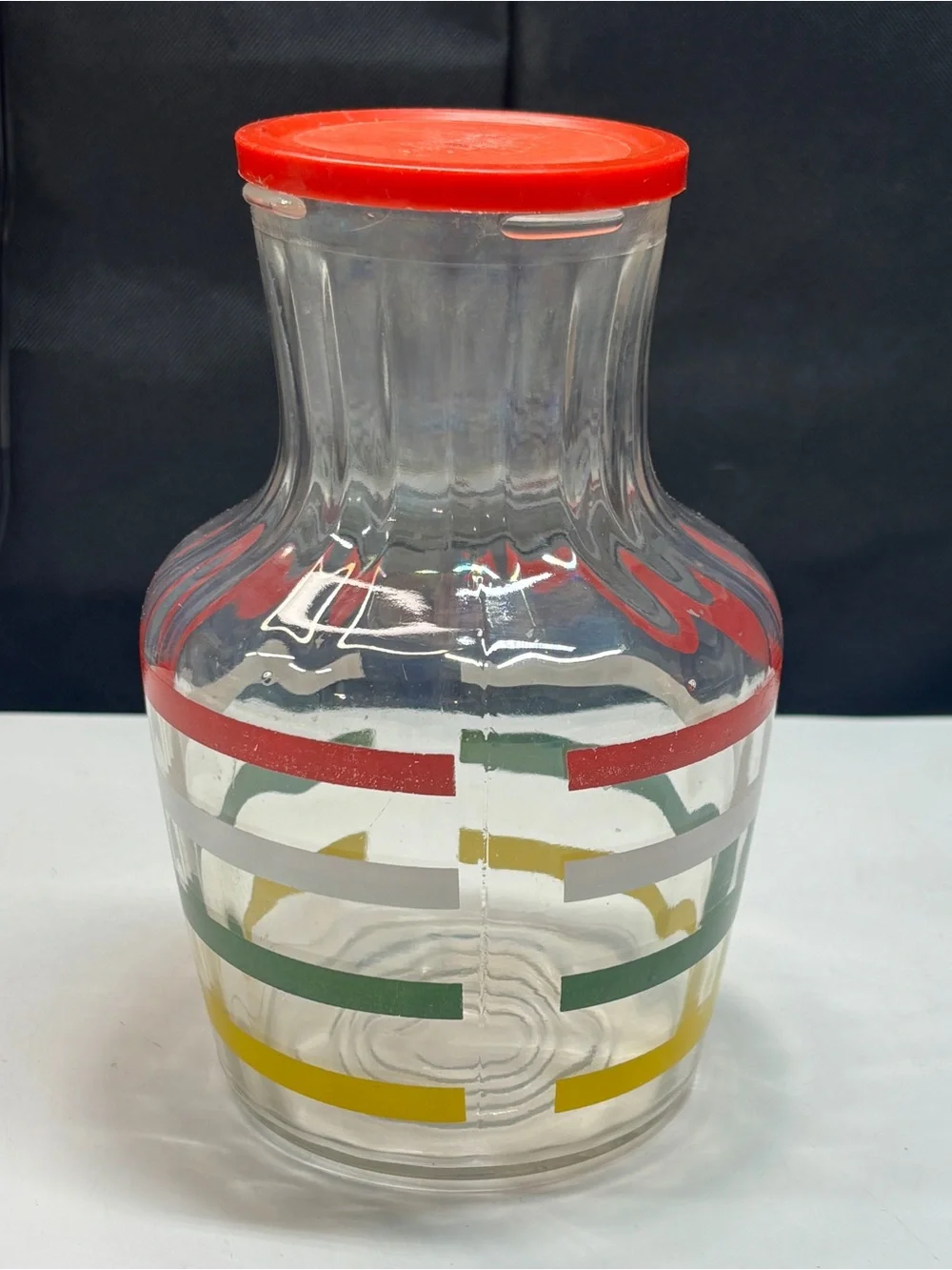 Anchor Hocking Fiesta Stripe Juice Pitcher carafe grandma core